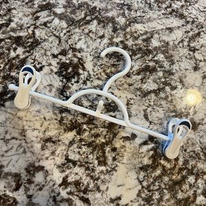 45 white pants/jeans/skirt hangers with extra hook for accessories